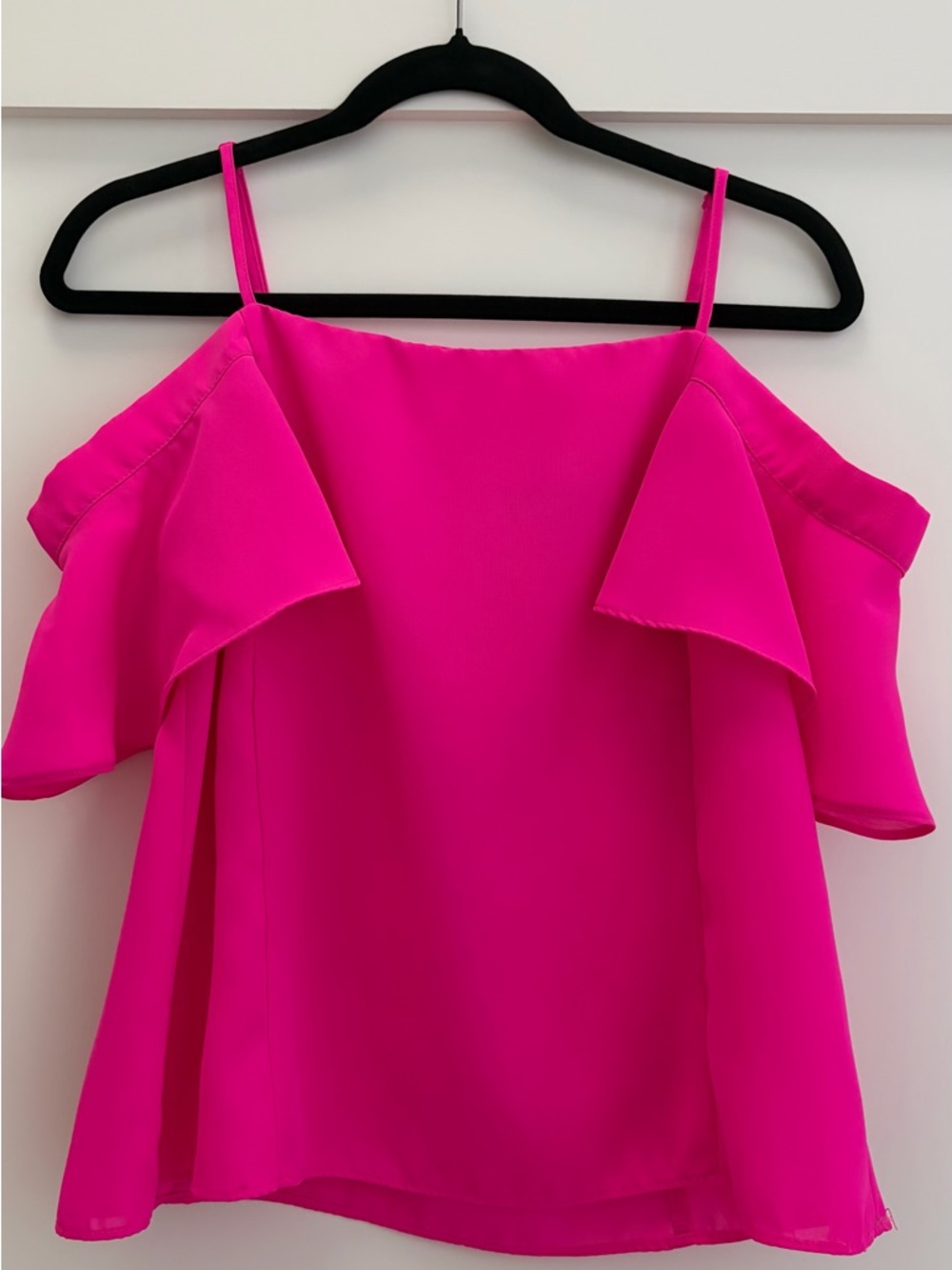 Sugarlips Hot Pink Cold-Shoulder Ruffle blouse